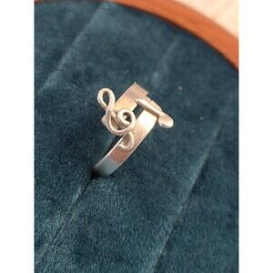 Sterling Silver Musical Note Ring Size 6 Treble Clef Band Handmade Music Jewelry